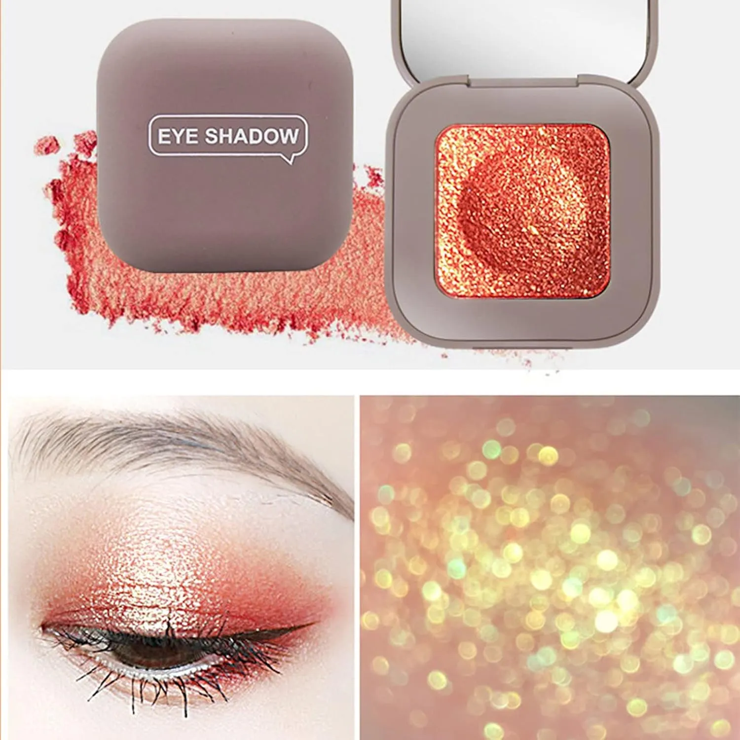 Eyeshadow Tray, Face Sculpting Contour Palette, Glitter Crystal Pressed Powder, Ultra-fine Lightweight, Easy to Blend(F)