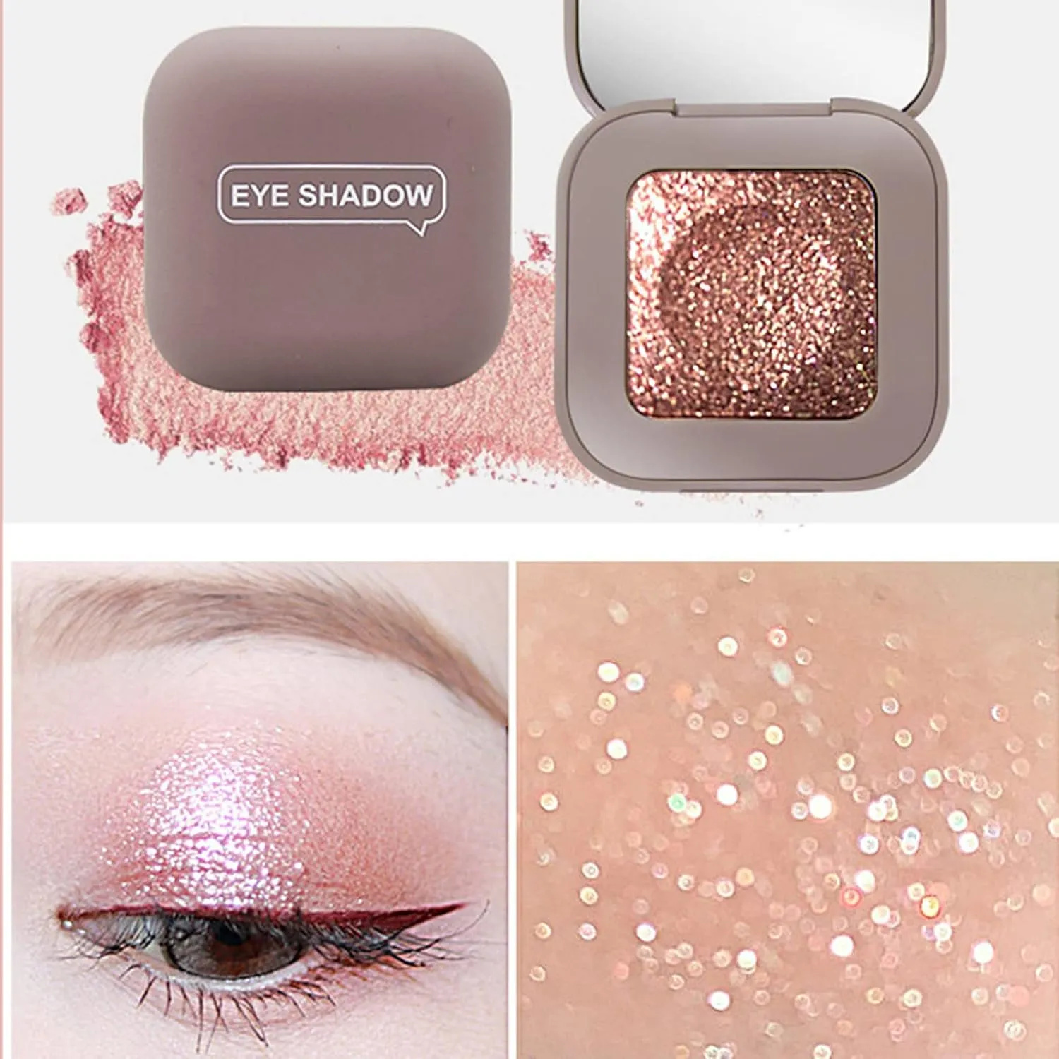 Eyeshadow Tray, Face Sculpting Contour Palette, Glitter Crystal Pressed Powder, Ultra-fine Lightweight, Easy to Blend(F)