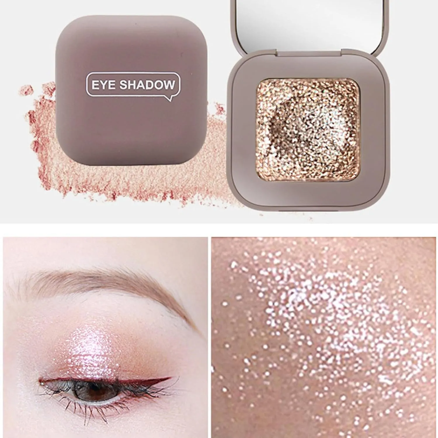 Eyeshadow Tray, Face Sculpting Contour Palette, Glitter Crystal Pressed Powder, Ultra-fine Lightweight, Easy to Blend(F)