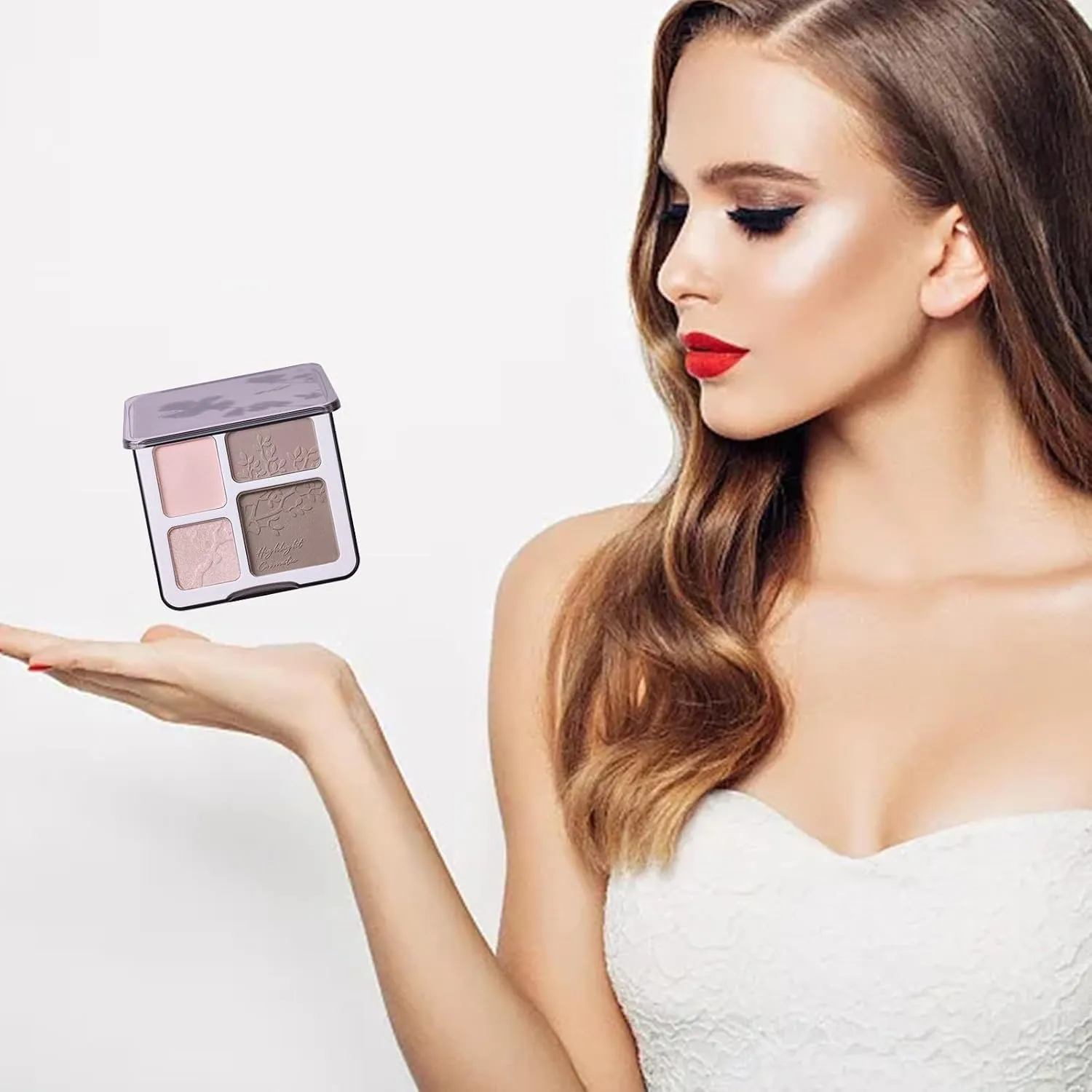 Face Highlighter Contour Shading Palette, Enhances Shadow Nose Shadow Contouring Profile, Long-lasting Shimmer Pressed Powder Smooth Matte Finish Makeup(B)