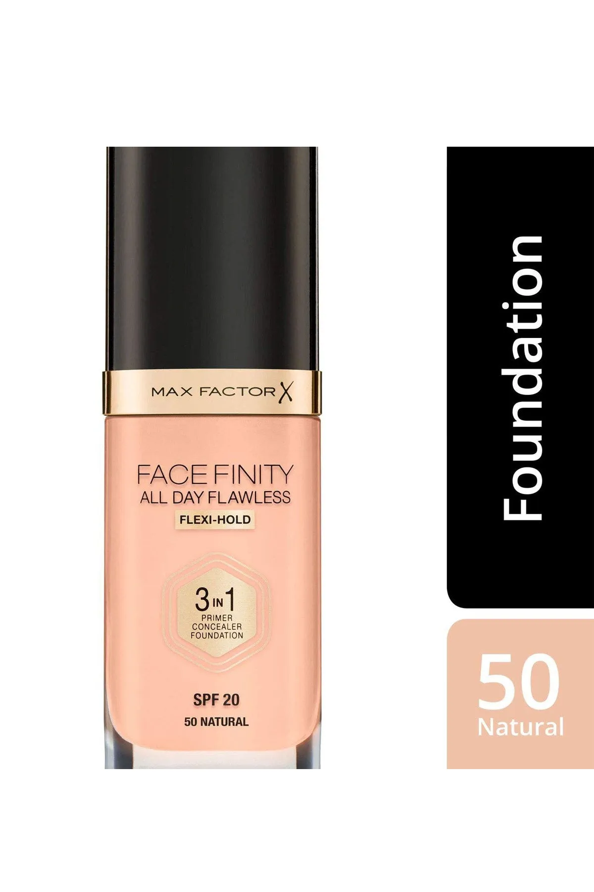 Facefinity All Day Flawless, Liquid Foundation, 3in1, 050 Natural, 30 ml