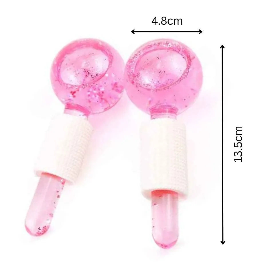 Facial Ice Globe - Glass (Pink Glitter) 2's