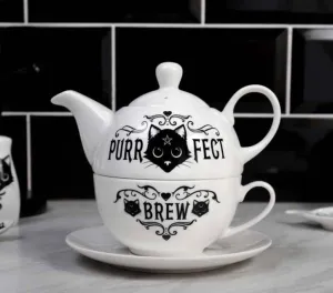 Fine Bone China All in One Teapot, Cup and Saucer Set
