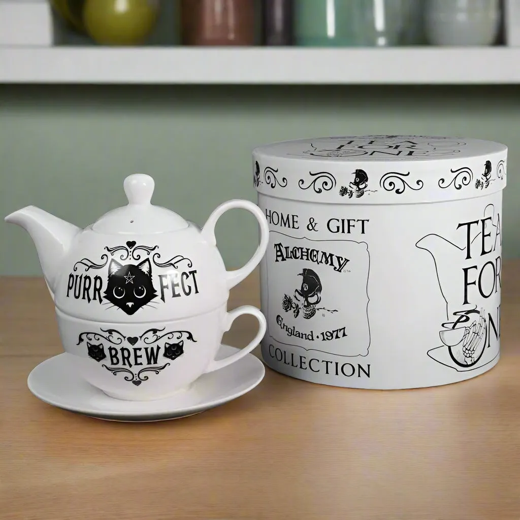 Fine Bone China All in One Teapot, Cup and Saucer Set