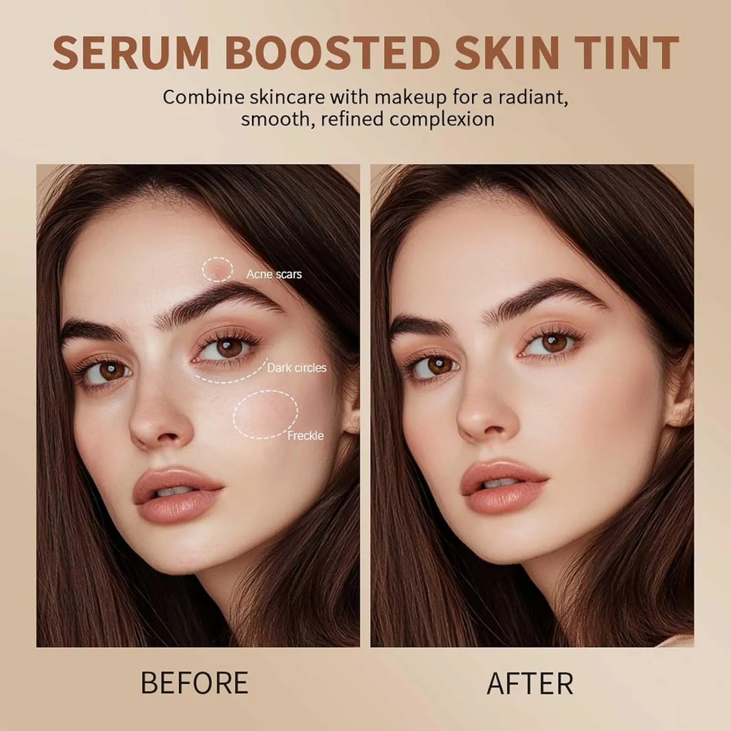 Foundation Stick Beauty Balm Serum Boosted Skin Tint, Solid Tinted Moisturizing Serum Contour Stick Foundation Face Stick for Women, Natural Finish Makeup