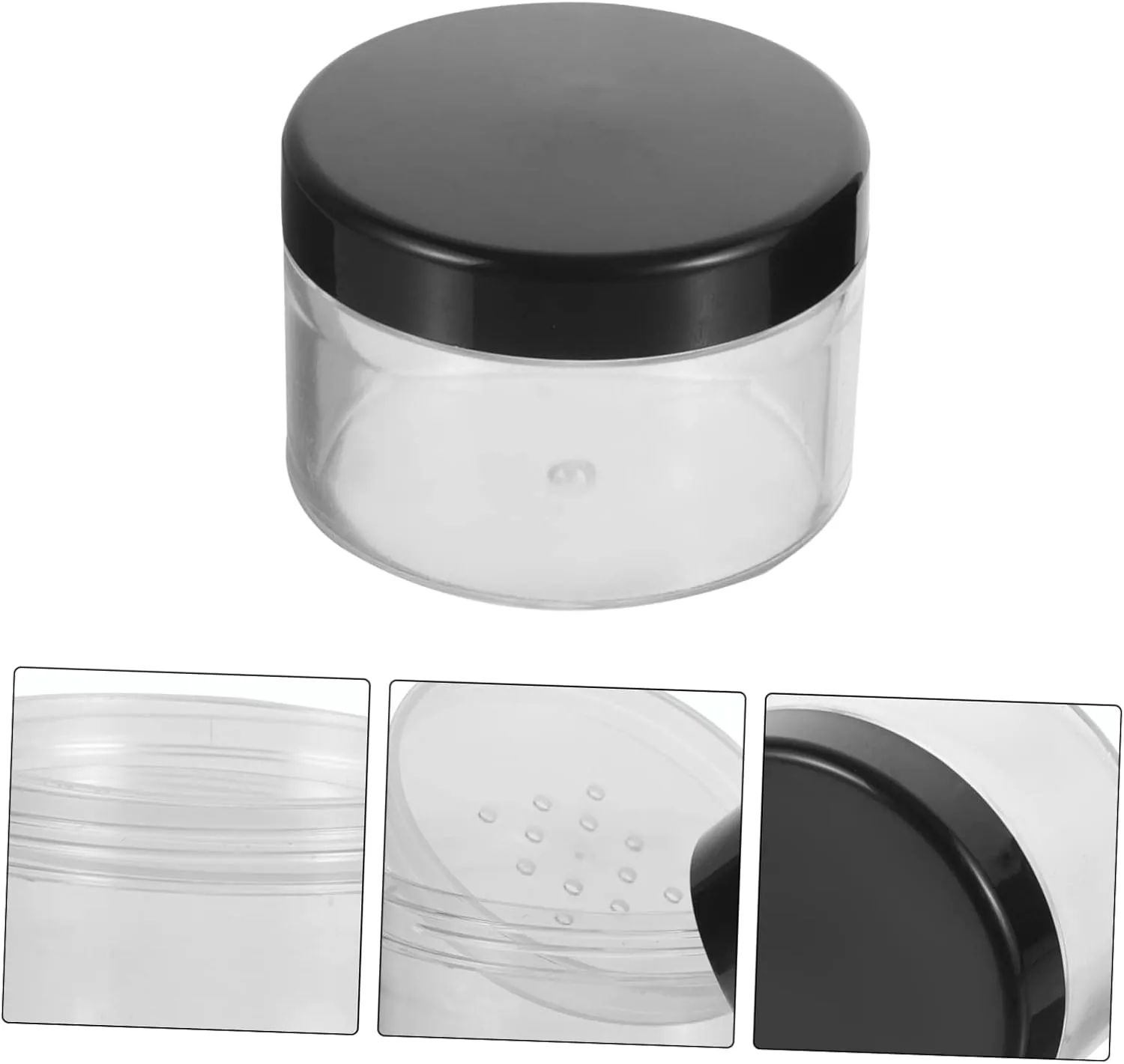 FRCOLOR 3sets Refillable Empty Powder Containers Makeup Body Scrub Jars Lids Travel Size Plastic Sturdy 2pcs*3