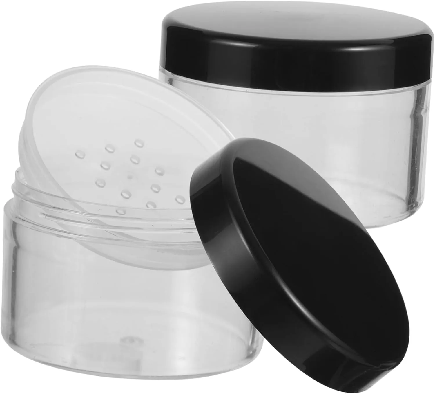 FRCOLOR 3sets Refillable Empty Powder Containers Makeup Body Scrub Jars Lids Travel Size Plastic Sturdy 2pcs*3