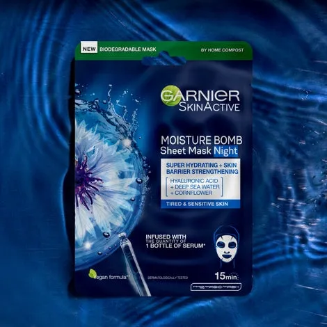 Garnier Moisture Bomb Night-Time Deep Sea Water and Hyaluronic Acid Face Sheet Mask 28g