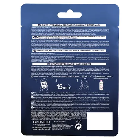Garnier Moisture Bomb Night-Time Deep Sea Water and Hyaluronic Acid Face Sheet Mask 28g