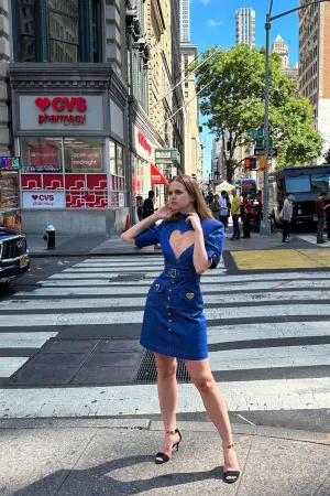 Golden Hearts Denim Dress