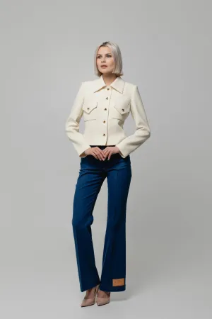 Golden Hearts White Wool Jacket
