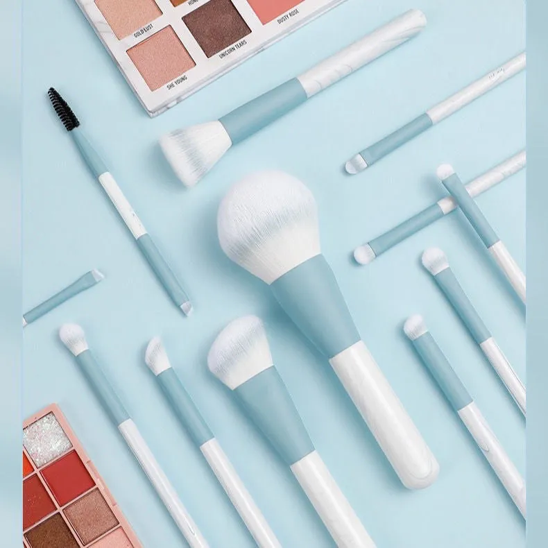 Green Cloud 14-piece makeup brush set for beginners, super soft, complete set of beauty tools, loose powder eye shadow brush, supports dropshipping