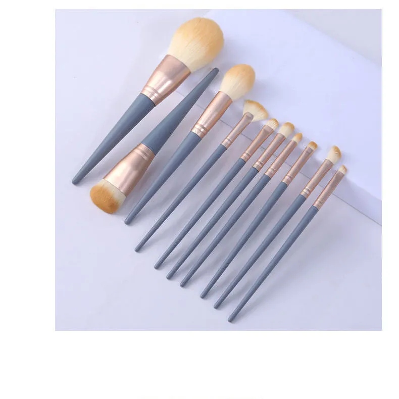 Green Cloud 14-piece makeup brush set for beginners, super soft, complete set of beauty tools, loose powder eye shadow brush, supports dropshipping