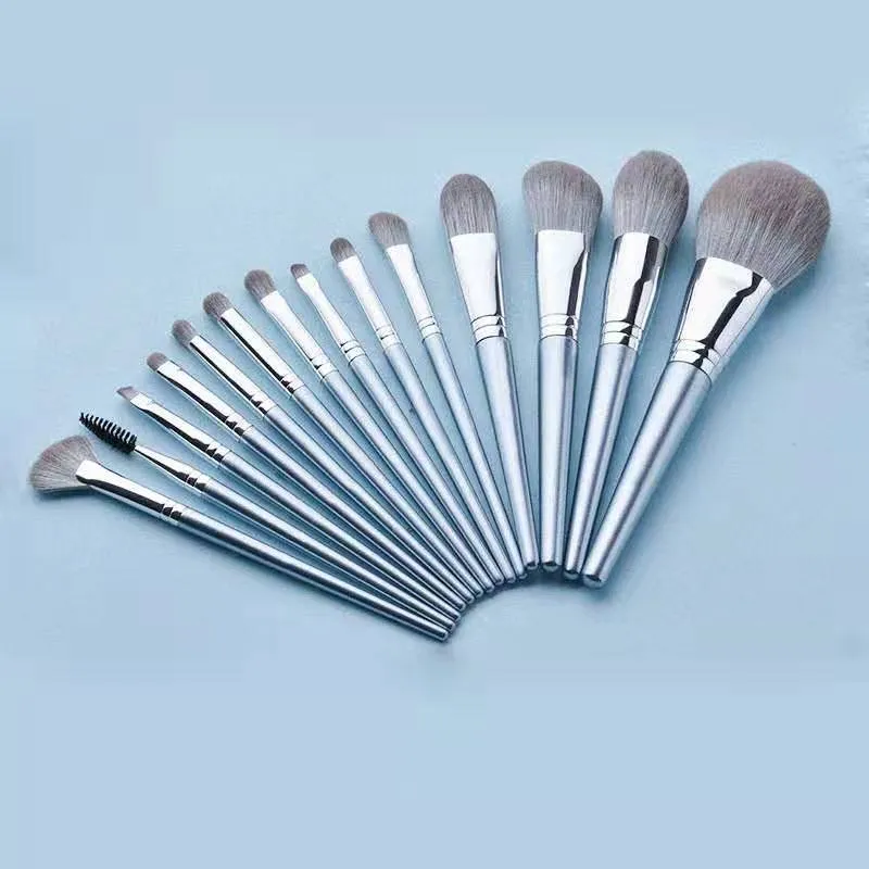 Green Cloud 14-piece makeup brush set for beginners, super soft, complete set of beauty tools, loose powder eye shadow brush, supports dropshipping