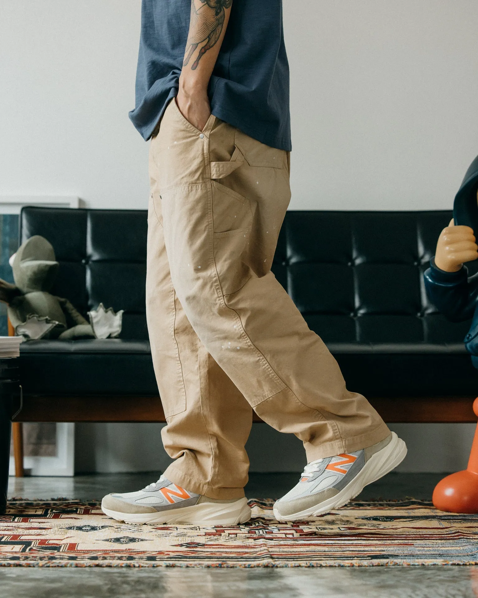 GROCERY PT-011 DOUBLE KNEE VINTAGE WORKER PANTS/ BEIGE