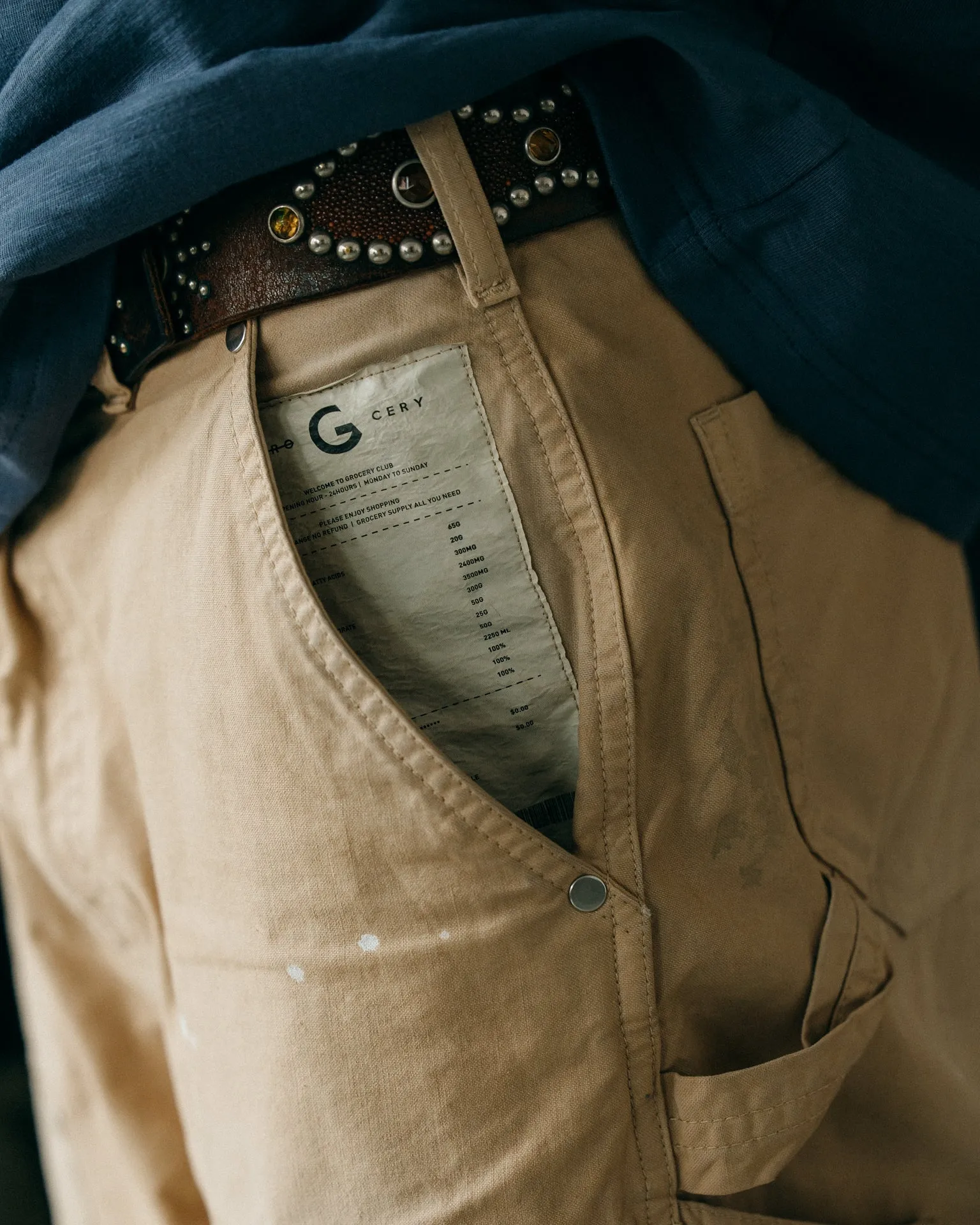 GROCERY PT-011 DOUBLE KNEE VINTAGE WORKER PANTS/ BEIGE