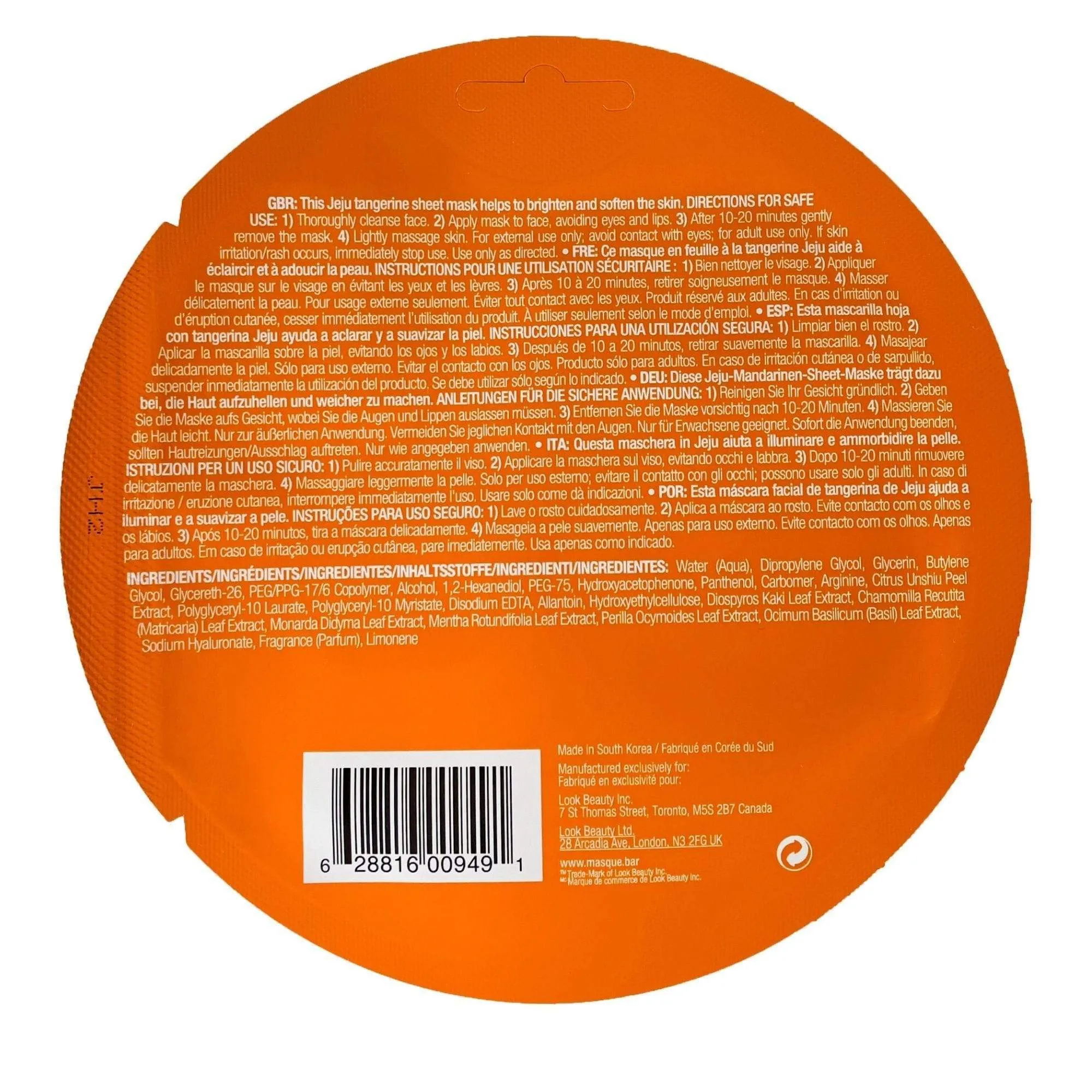 Hallyu Jeju Tangerine Sheet Mask