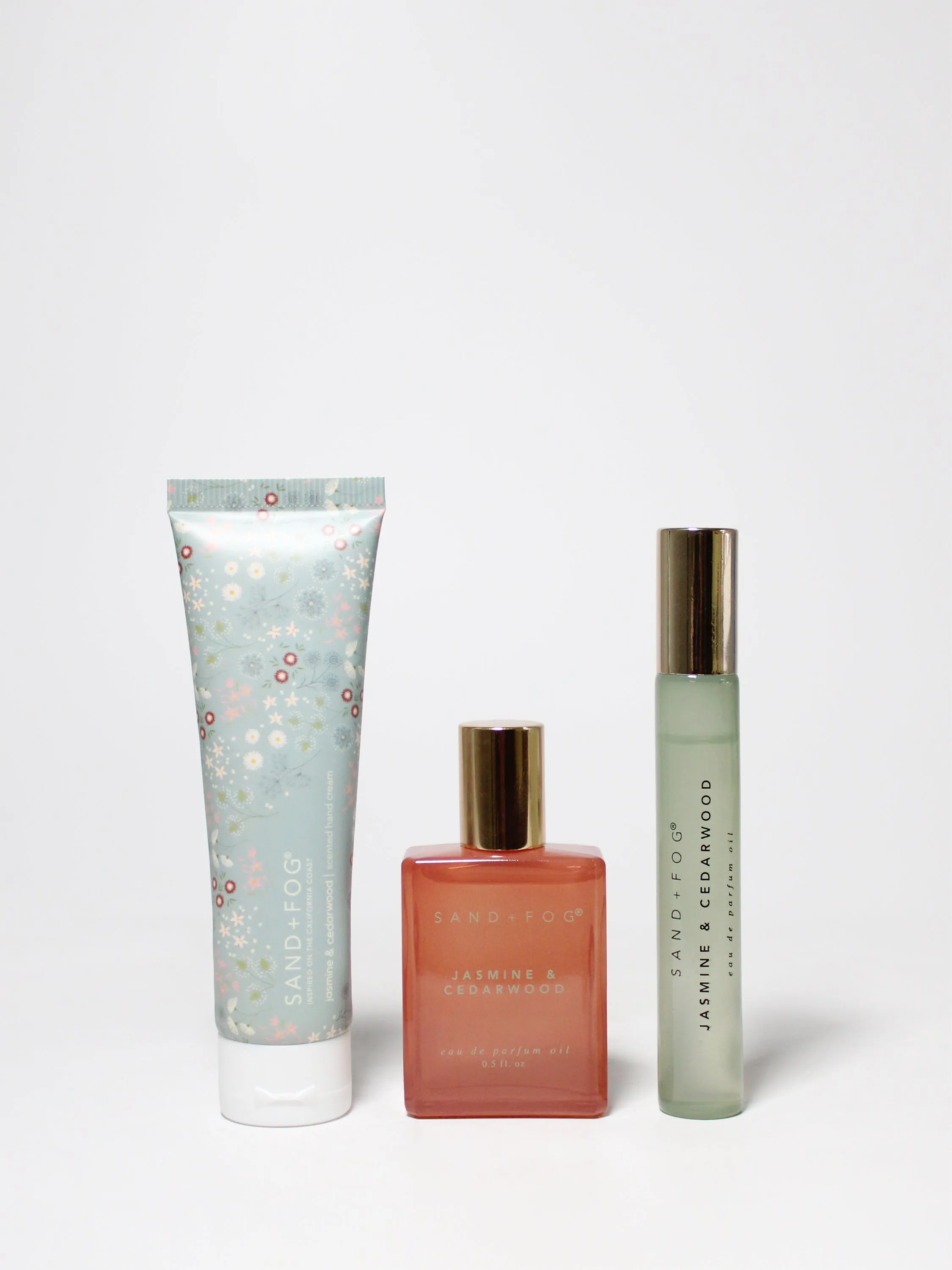 Hand Cream and Perfume Oil Rollerball Set - Jasmine & Cedarwood