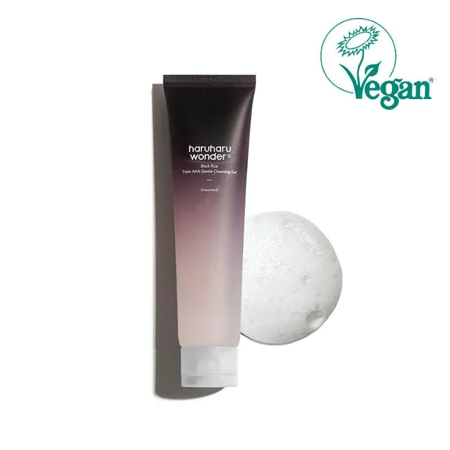 HARUHARU Wonder Black Rice Triple AHA Gentle Cleansing Gel غسول الرز الاسود للبشرة من هاروهارو