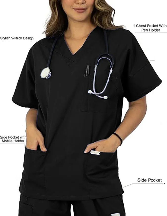 Heedfit Unisex V-Neck Four Pocket Scrub Top