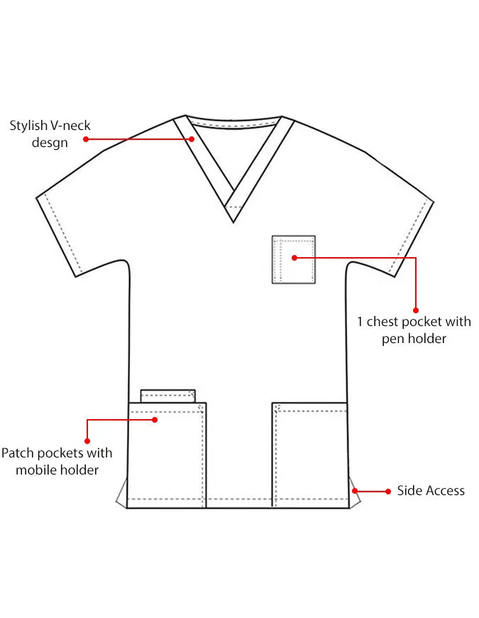 Heedfit Unisex V-Neck Four Pocket Scrub Top