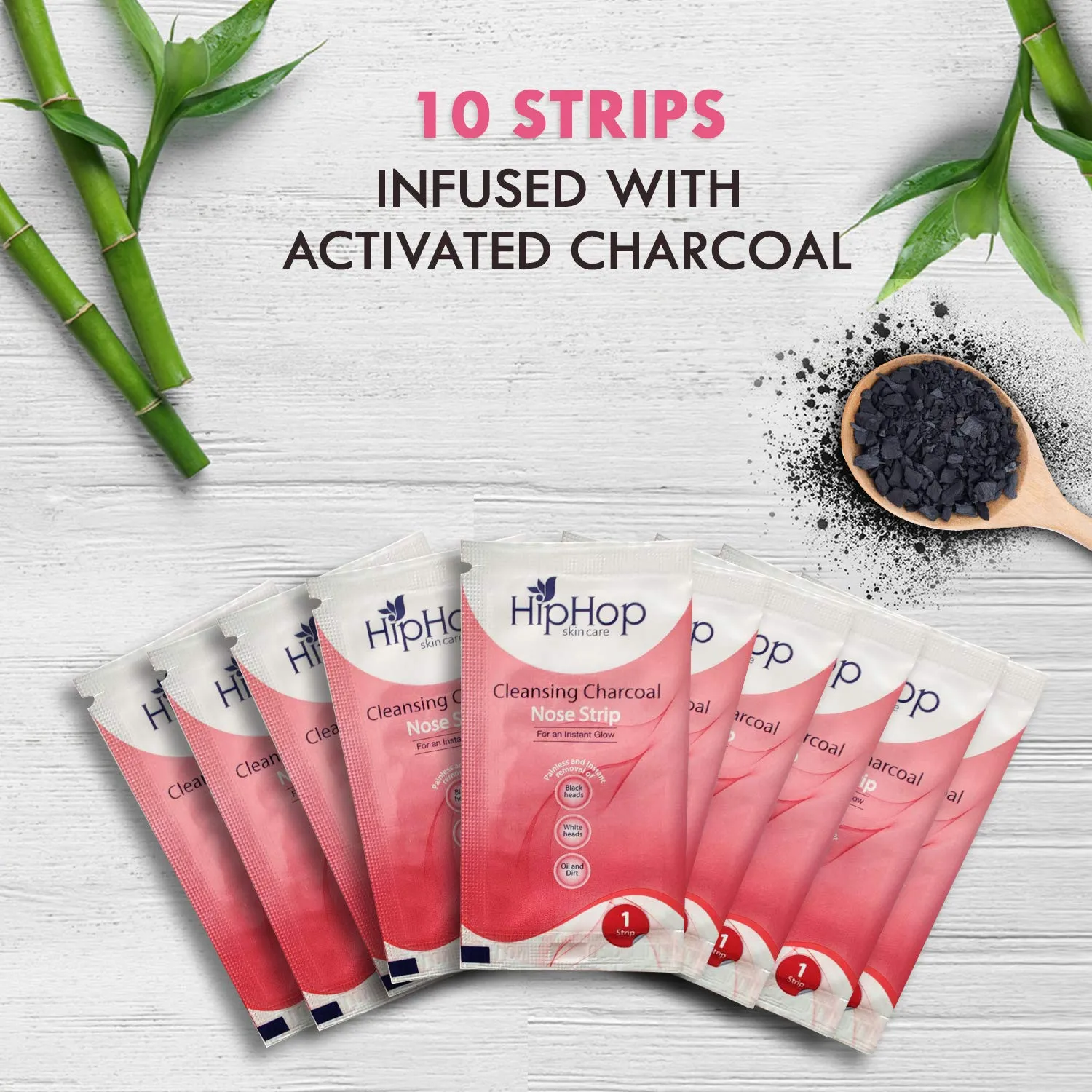 HipHop Blackhead Remover Nose Strips for Women (Activated Charcoal, 10 Strips)   Body Wax Strips (Aloe Vera, 8 Strips)