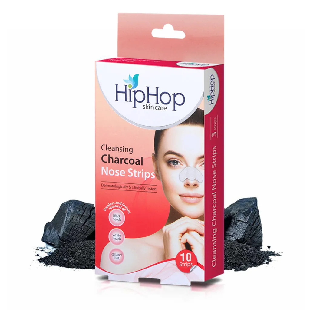 HipHop Blackhead Remover Nose Strips for Women (Activated Charcoal, 10 Strips)   Body Wax Strips (Aloe Vera, 8 Strips)