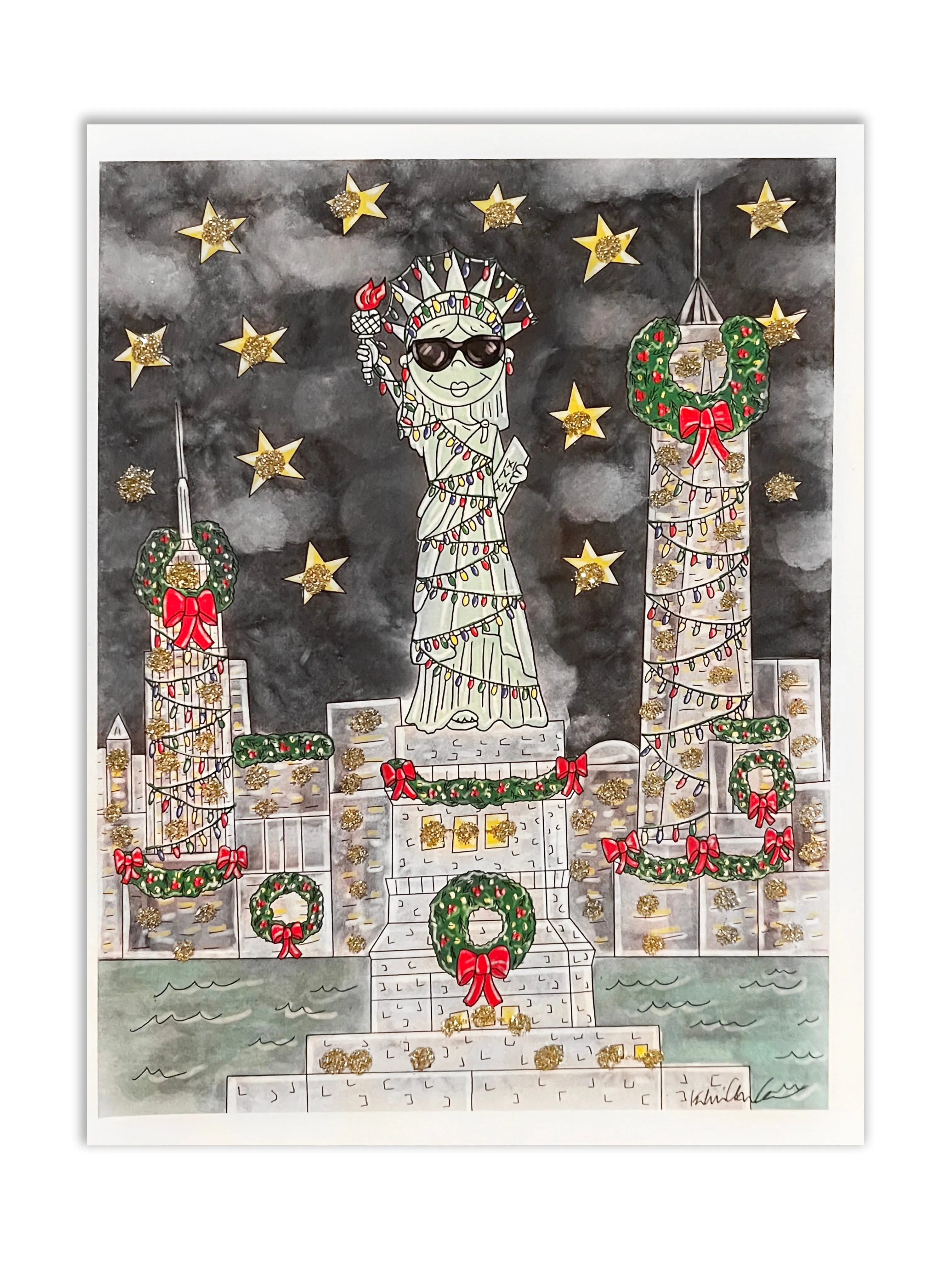 Holiday Liberty Glitter Card