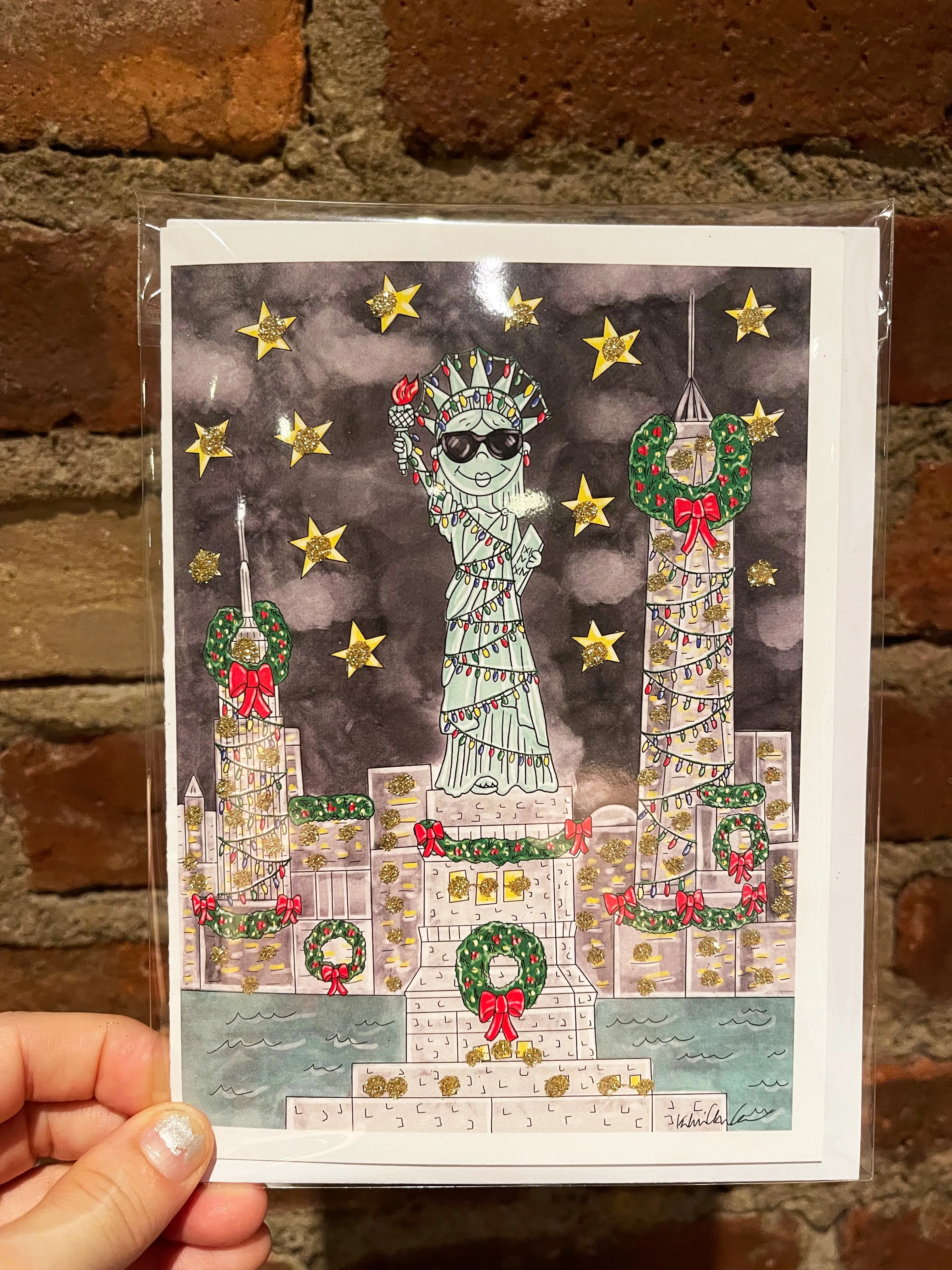 Holiday Liberty Glitter Card
