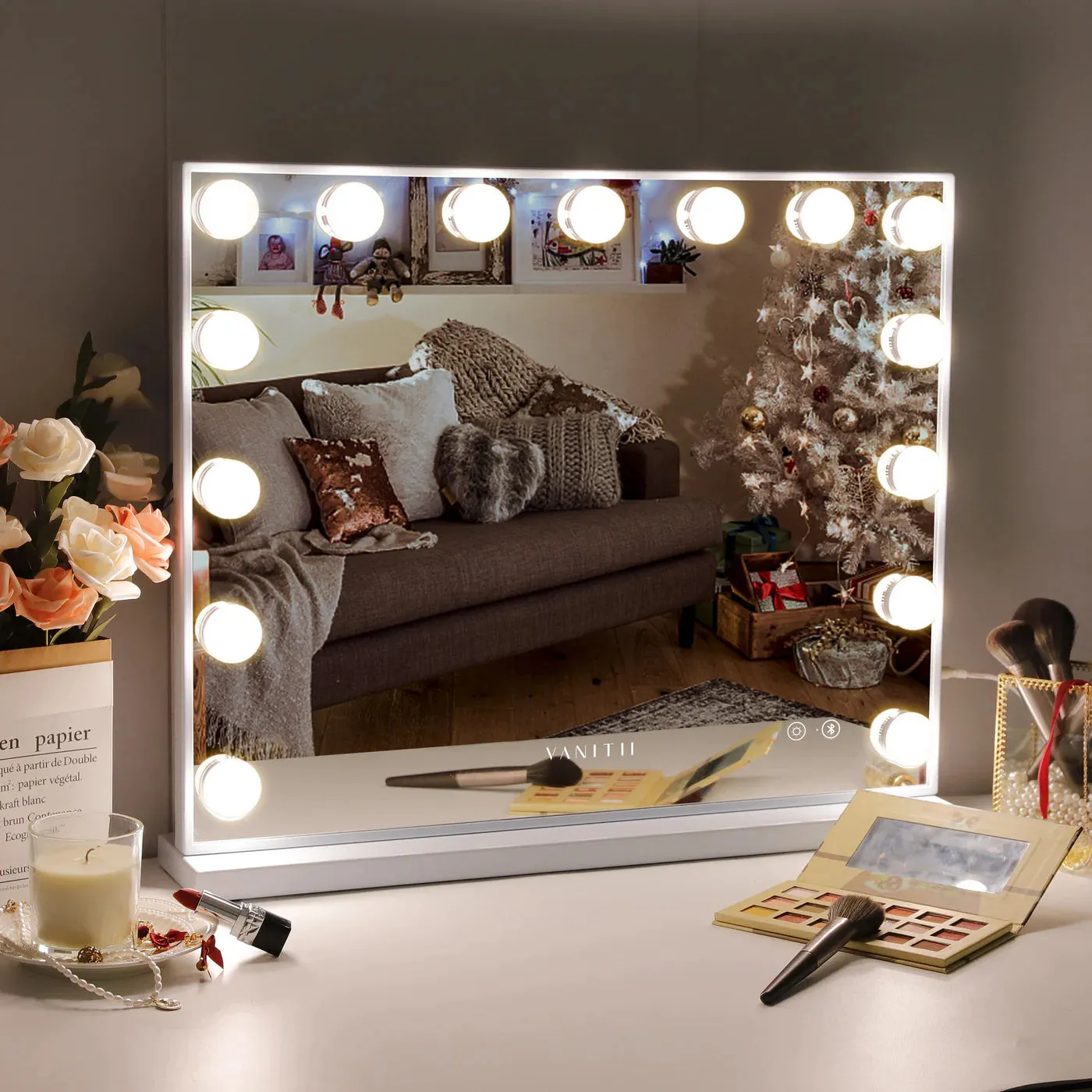 Hollywood Vanity Mirror with Bluetooth Speaker XXL - 15 Dimmable LED Bulbs