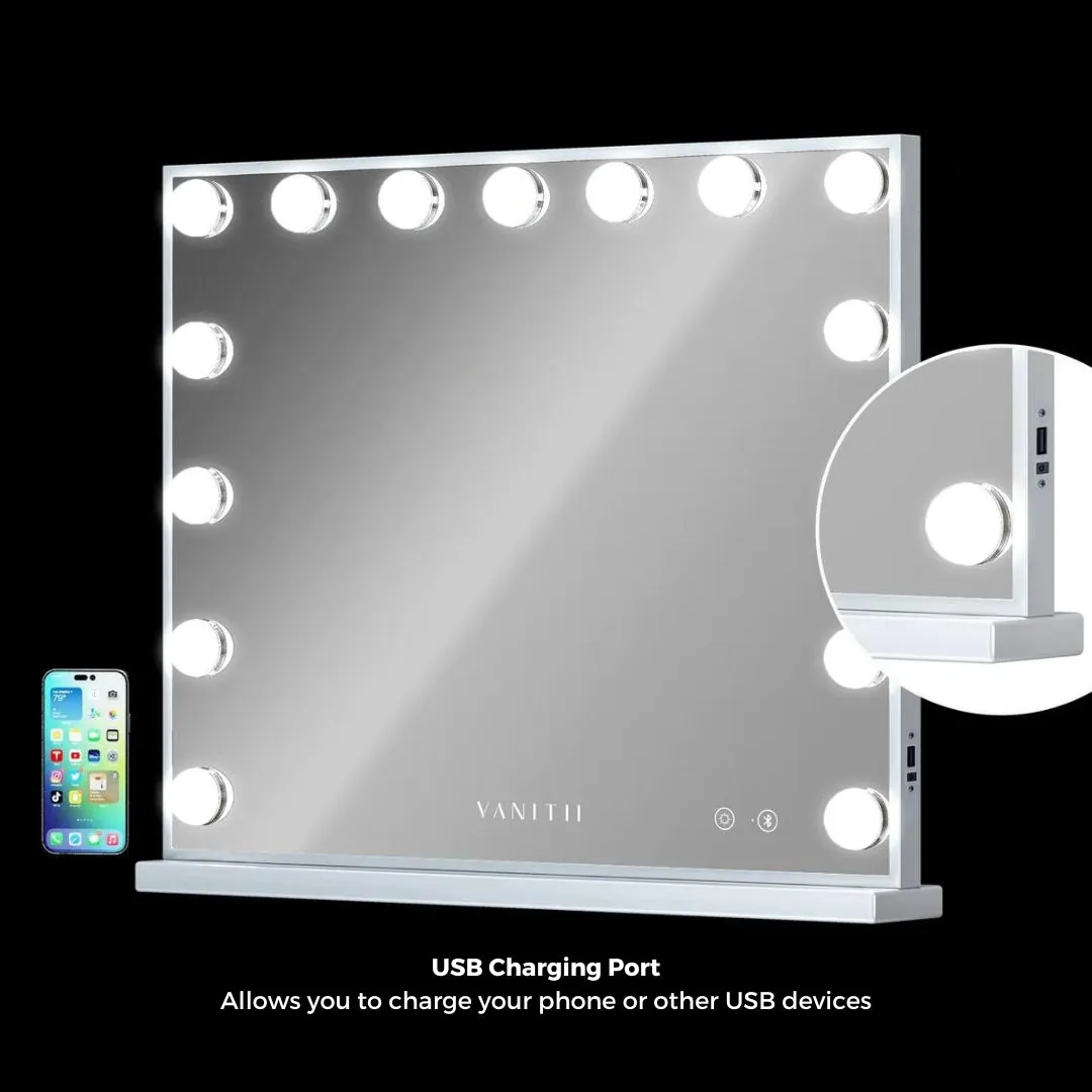 Hollywood Vanity Mirror with Bluetooth Speaker XXL - 15 Dimmable LED Bulbs