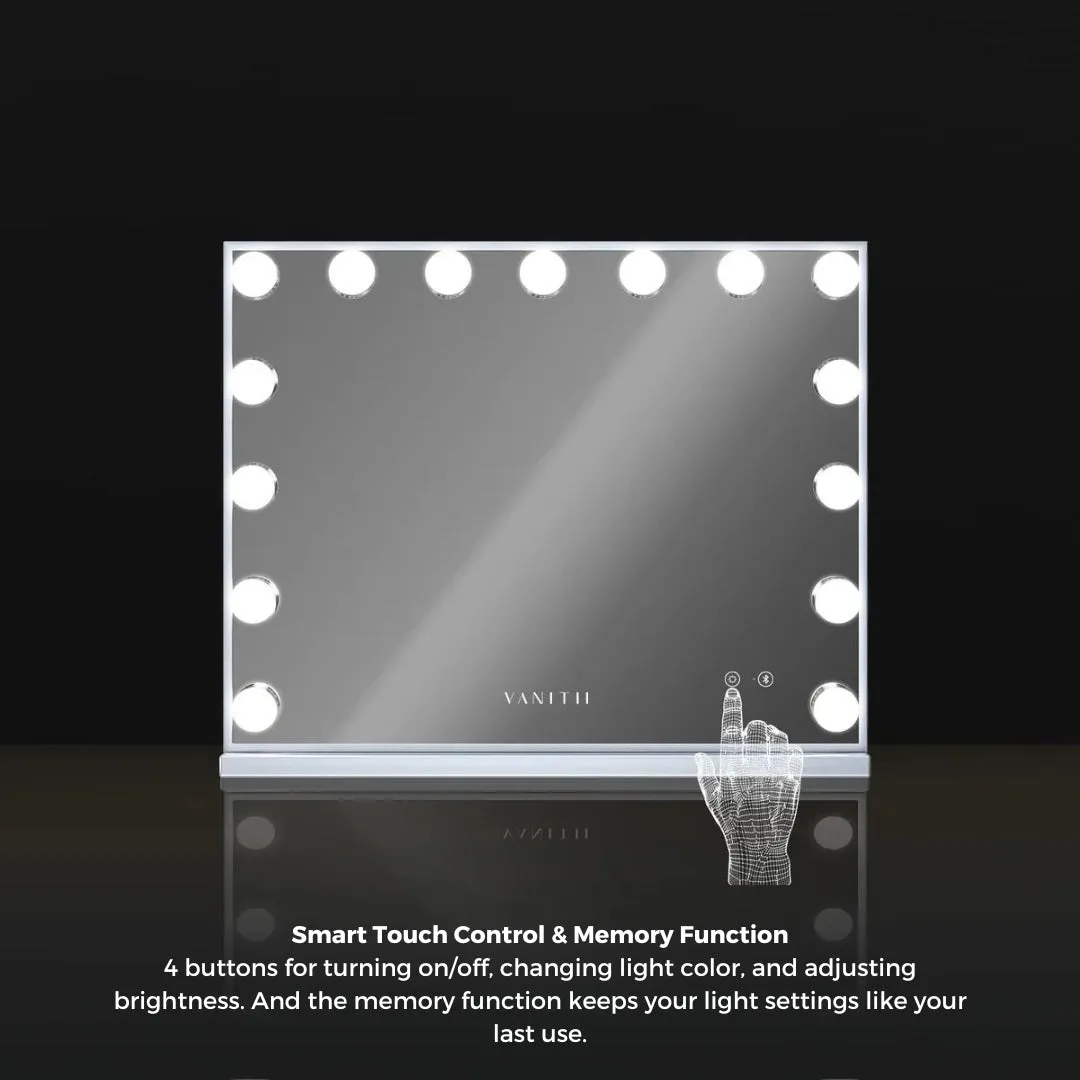 Hollywood Vanity Mirror with Bluetooth Speaker XXL - 15 Dimmable LED Bulbs