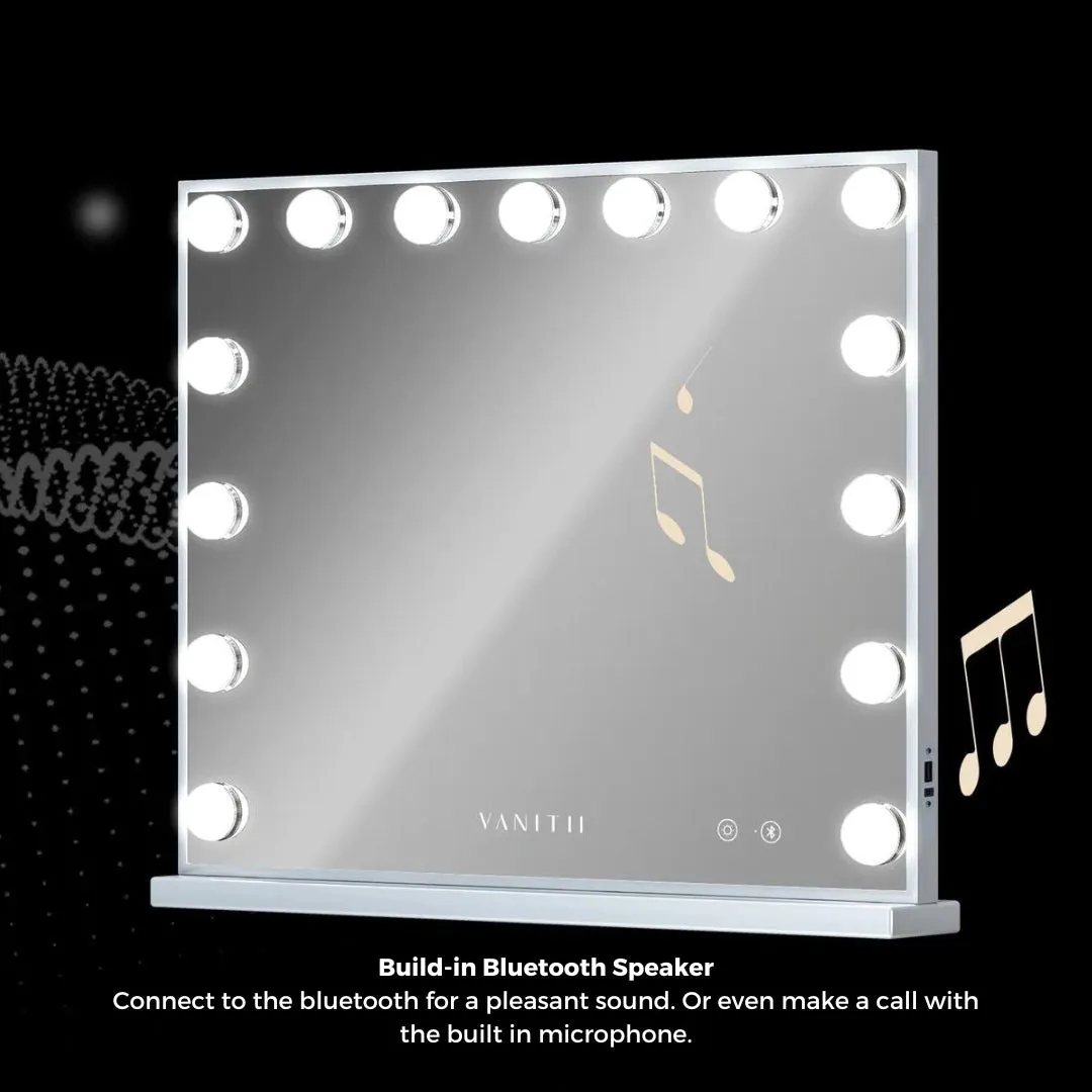Hollywood Vanity Mirror with Bluetooth Speaker XXL - 15 Dimmable LED Bulbs