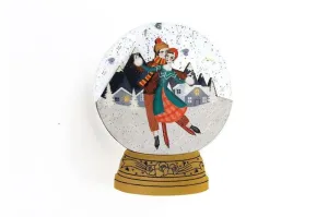 Ice Skating Snow Globe Brooch by Laliblue