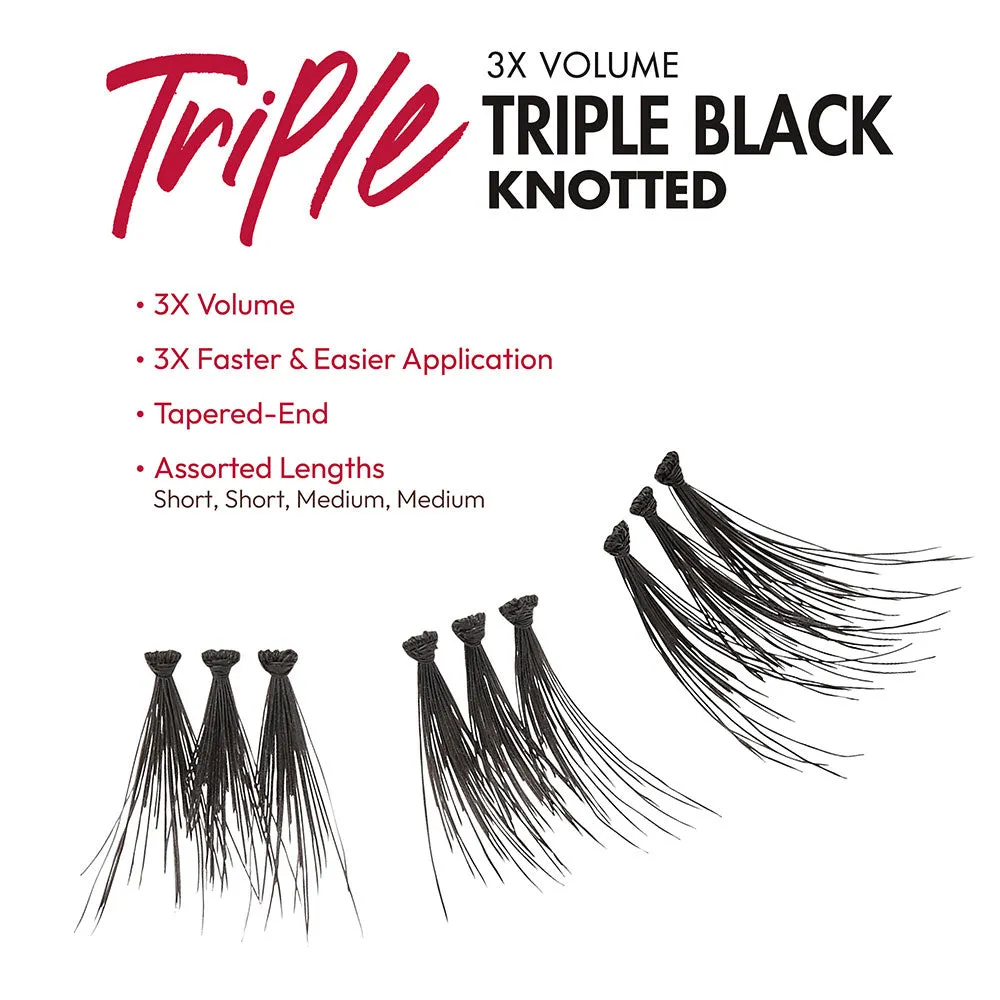 iEnvy Eyelash, Triple Black Knotted - Regular Short and Medium Trios (KPEC02TB)