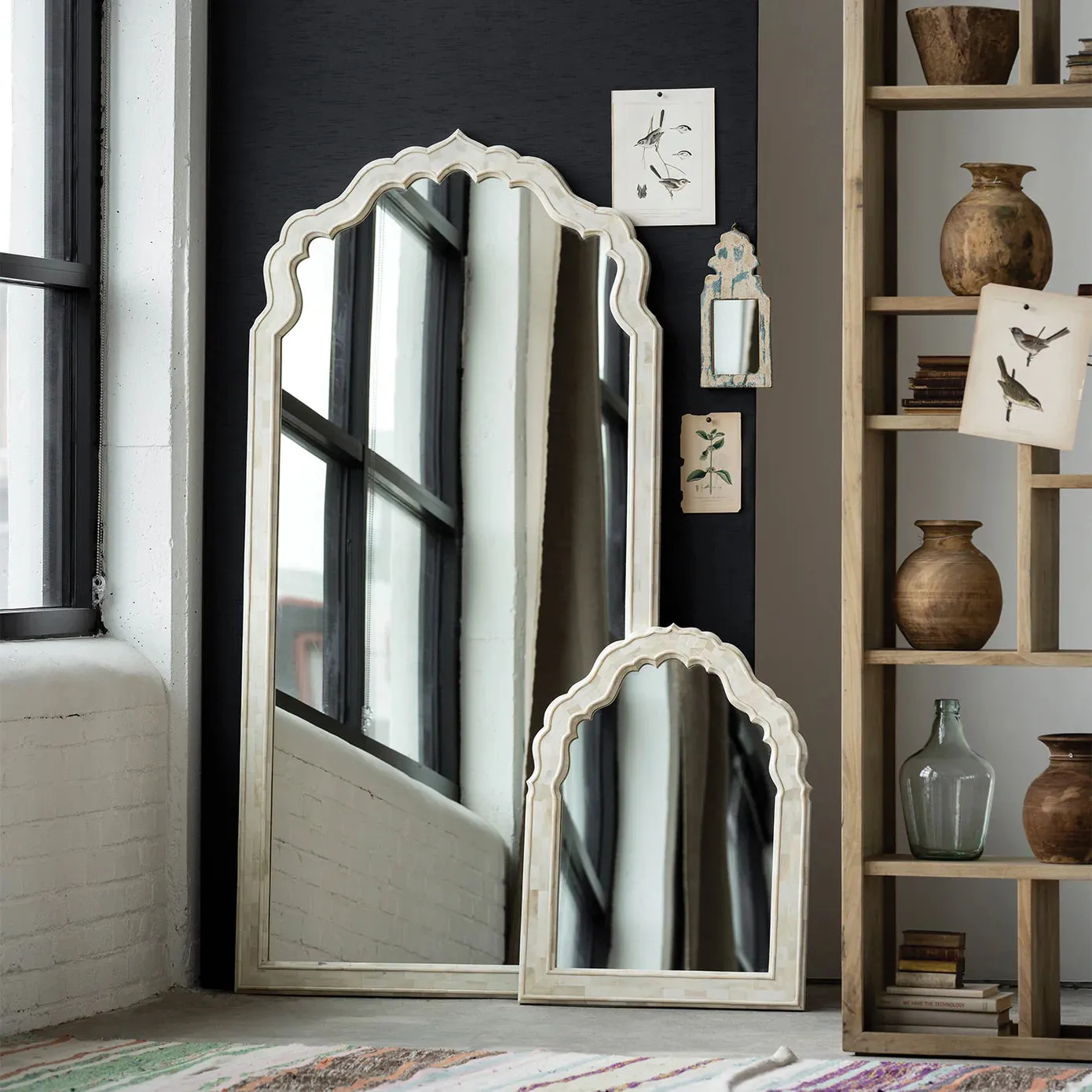 Ivory Floor Mirror