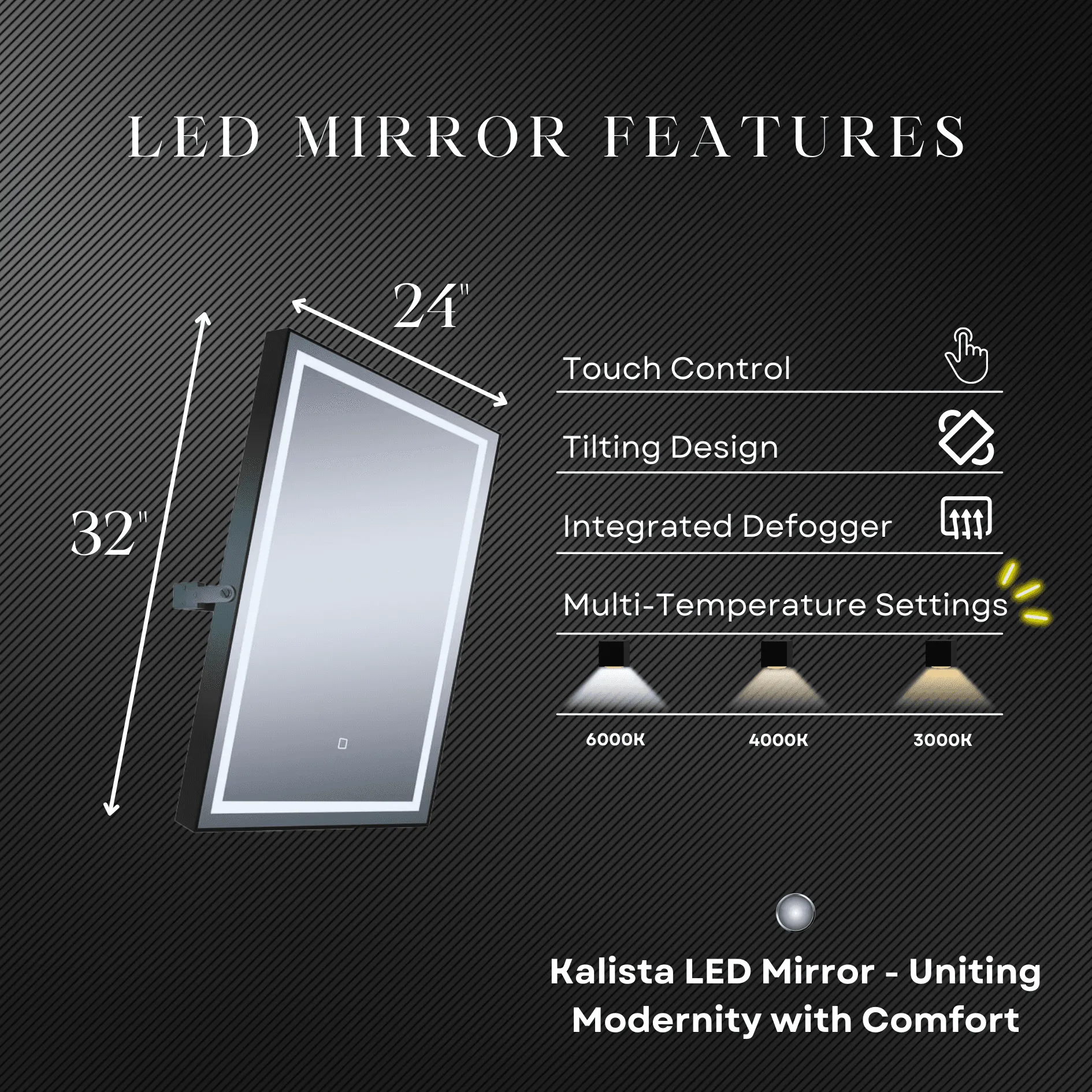 Kalista 24"W x 32"H Pivoting LED Mirror