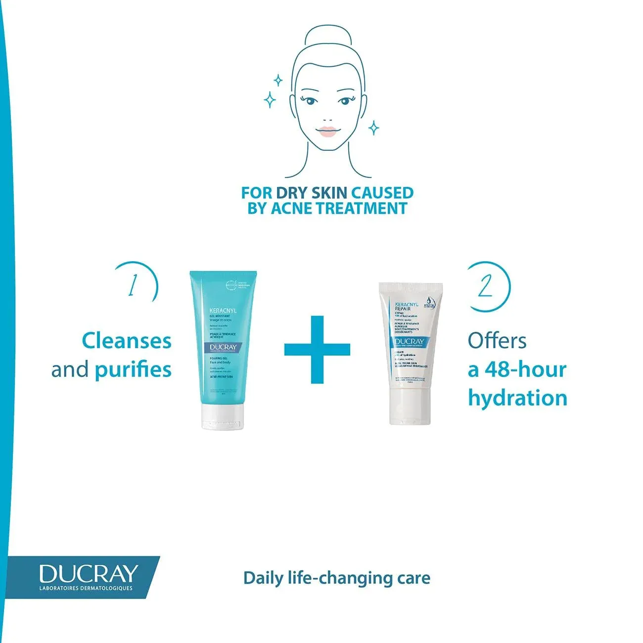 Keracnyl Repair Cream 48H of Hydration - Acne-Prone Skin Using Drying Treatments