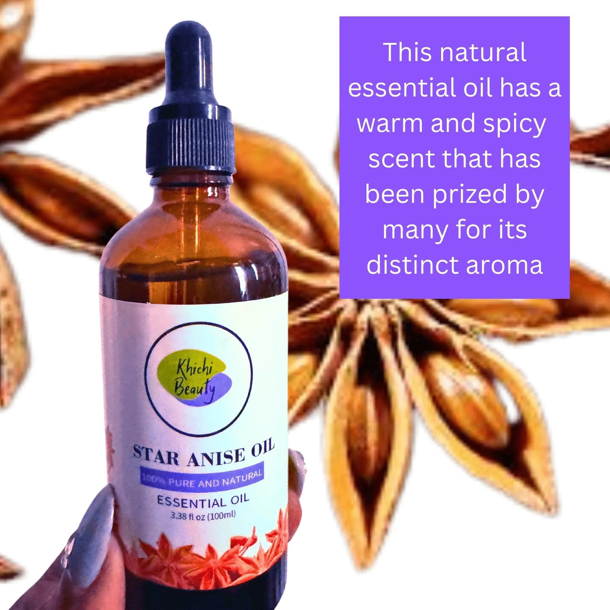 Khichi Beauty 5 Pack Moisturizing Oils, Star Anise, Pomegranate, ,Aloe Vera, Rosemary And Apricot 3.38 Fl Oz Bottles Each.