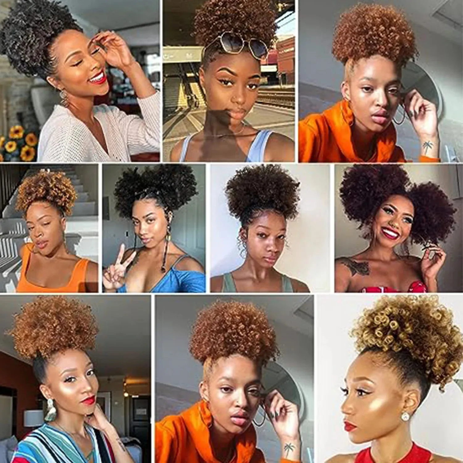 Kinky Big Afro Puff Drawstring Ponytail Extensions
