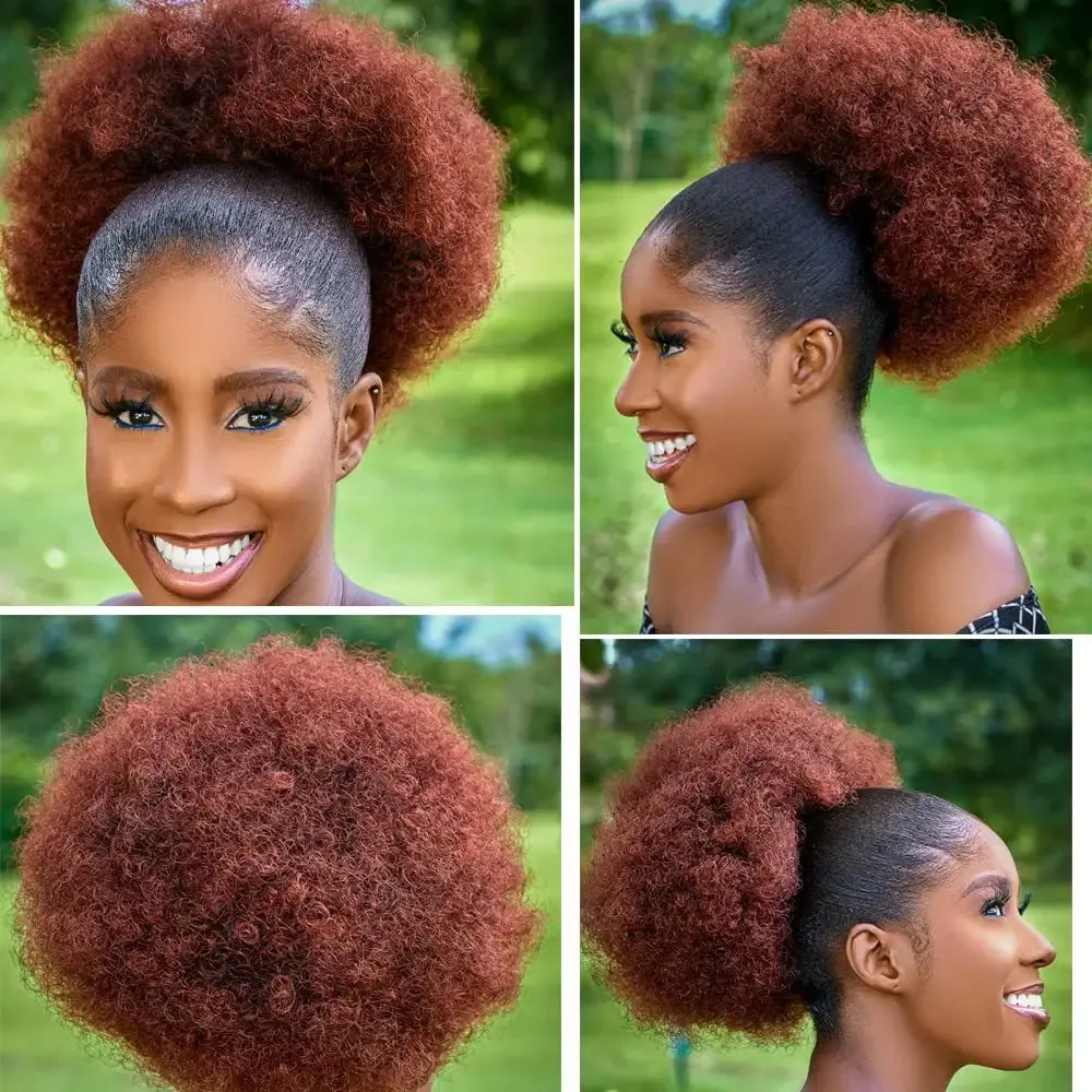 Kinky Big Afro Puff Drawstring Ponytail Extensions