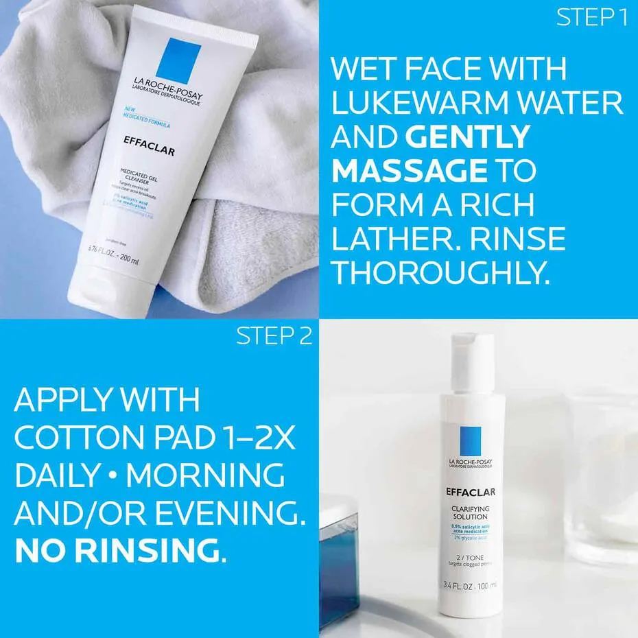 LA ROCHE POSAY  Effaclar Dermatological Acne 3-Step System بكج معالج حب الشباب