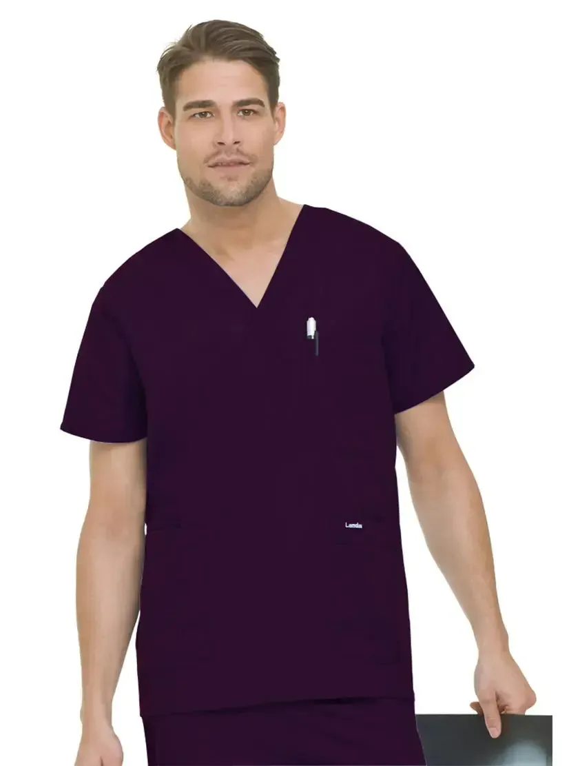 Landau Men's V-Neck 5-Pocket Scrub Top