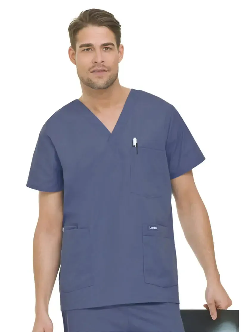 Landau Men's V-Neck 5-Pocket Scrub Top