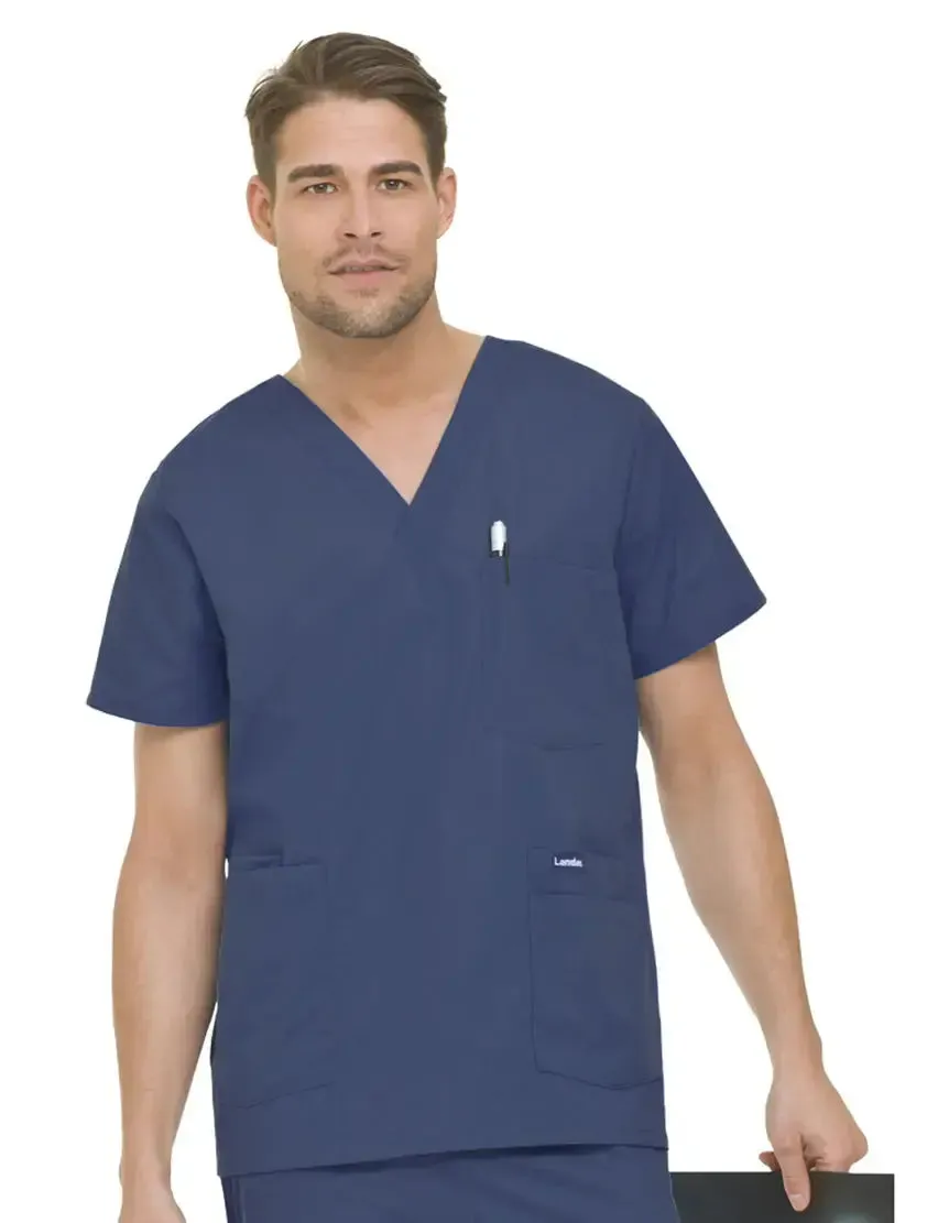 Landau Men's V-Neck 5-Pocket Scrub Top