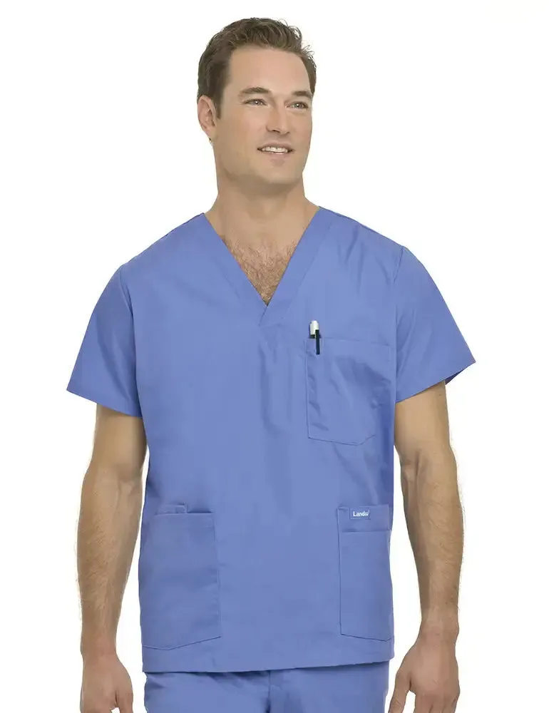 Landau Men's V-Neck 5-Pocket Scrub Top