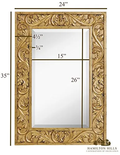 Large Gold Antique Framed Mirror 24" x 35"