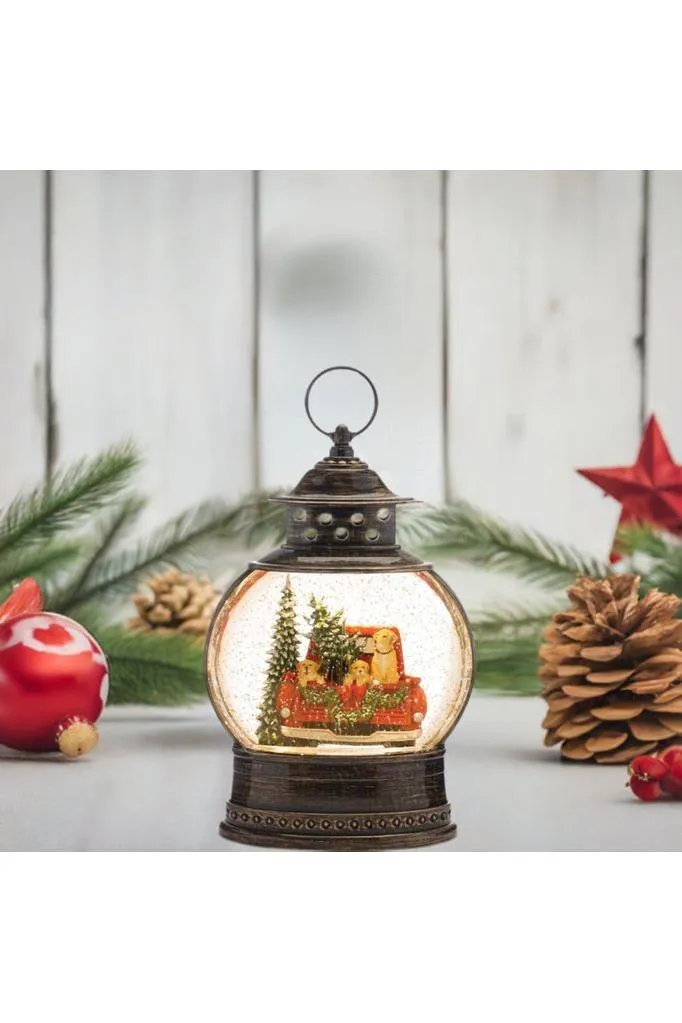 LED Snow Globe with Pickup Truck 11.5"H
