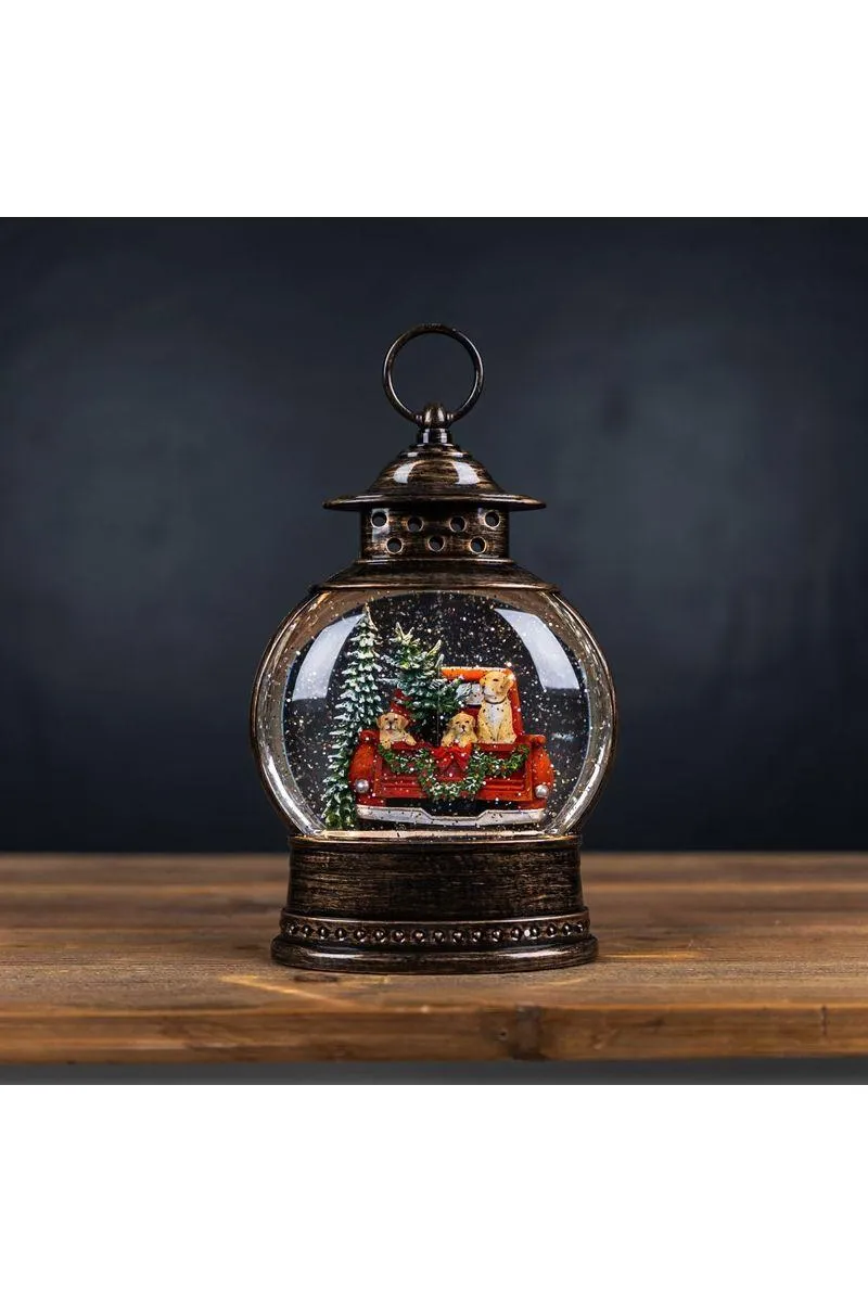 LED Snow Globe with Pickup Truck 11.5"H