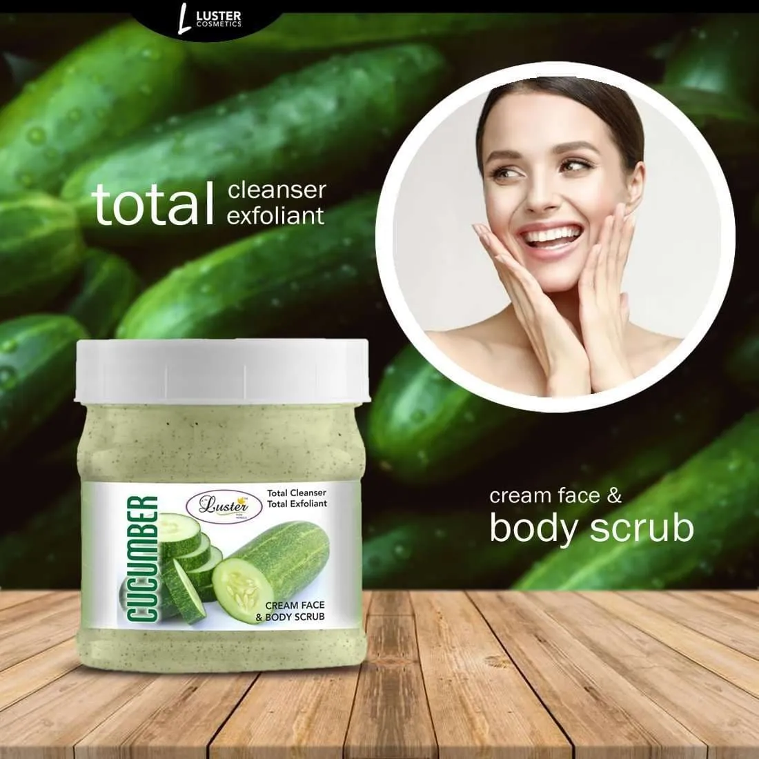 Luster Cucumber Face & Body Cream Scrub (Paraben & Sulfate Free)-500 ml